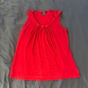 Vibrant Red Ruched Sleeveless Tank Top